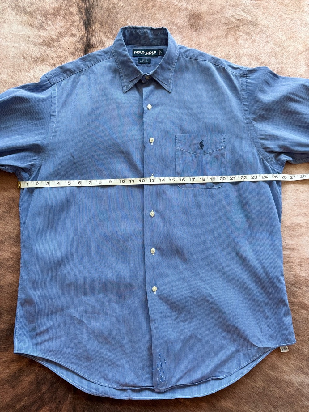 Polo Golf Blue Striped Button-Front Long Sleeve Shirt Men’s Large - Picture 10 of 11
